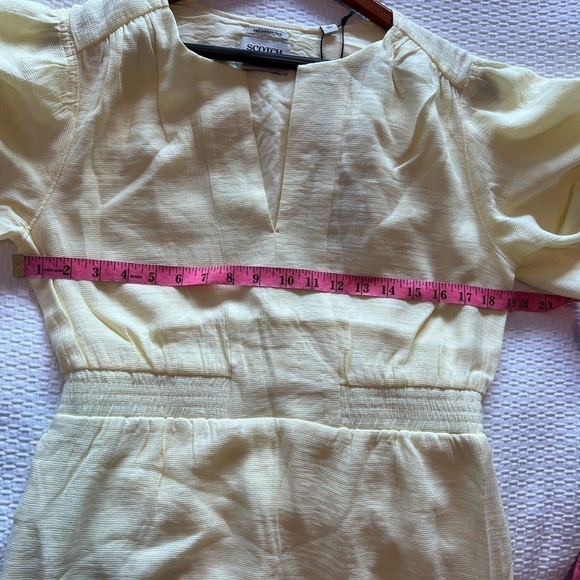 NWT Scotch & Soda Yellow Midi Length Paneled Dress Gathering Details - Picture 11 of 16